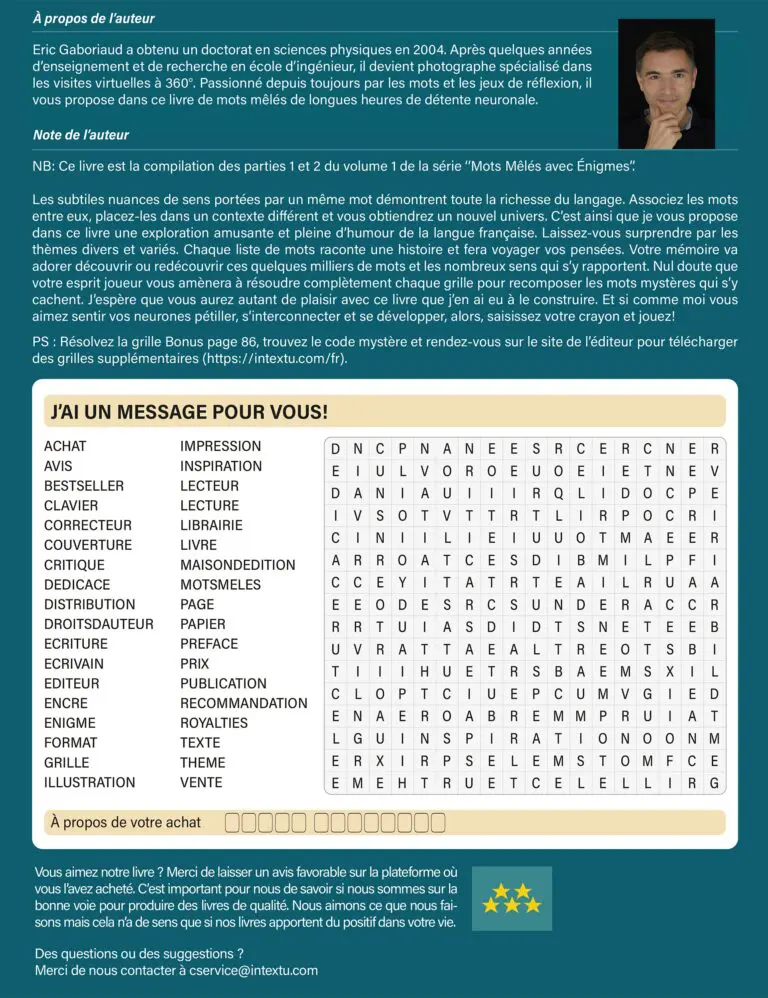 recto du livre de mots mêlés pour adultes