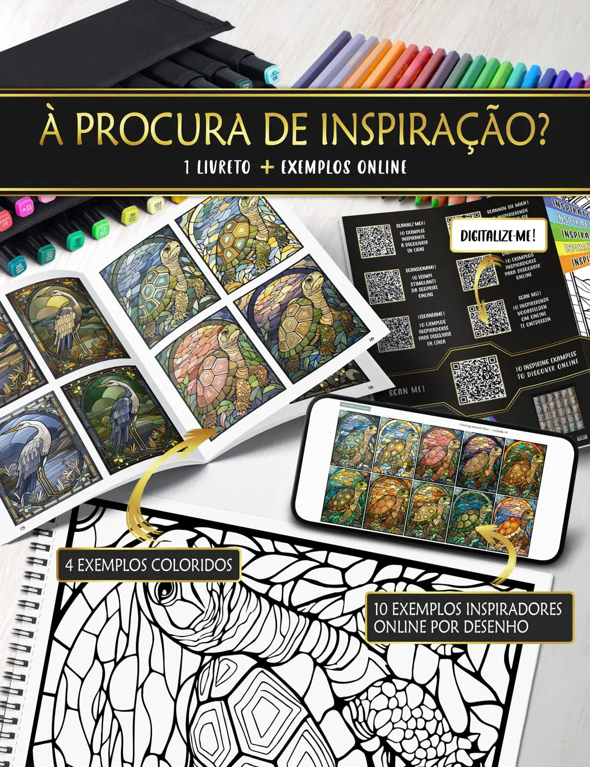 Encontre inspiração online com exemplos coloridos e paletas harmoniosas para os seus desenhos.