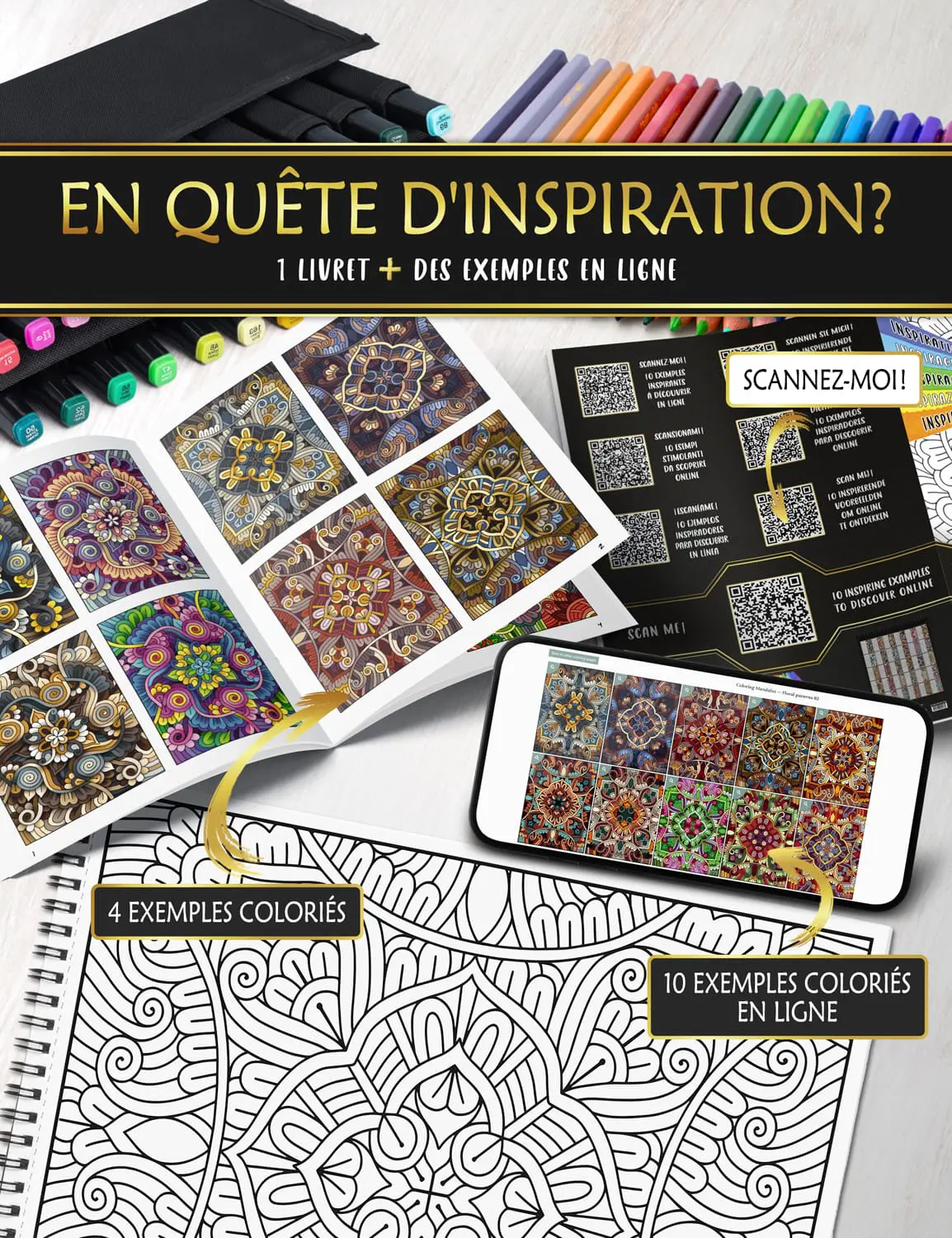 Inspiration en ligne : des idées de couleurs pour vos coloriages "Mandalas - Motifs Floraux" Exemples de dessins colorisés disponibles en ligne pour trouver l’inspiration et choisir les bonnes harmonies de couleurs.