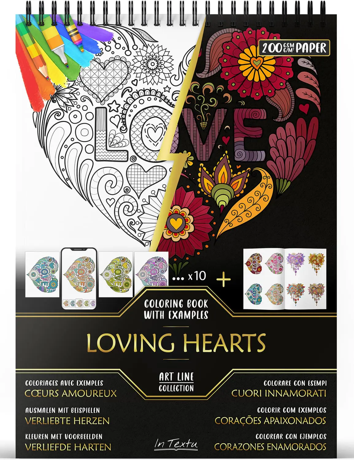 Livro de colorir com 30 desenhos originais para adultos, perfeito para relaxar, estimular a criatividade e aliviar o stress.