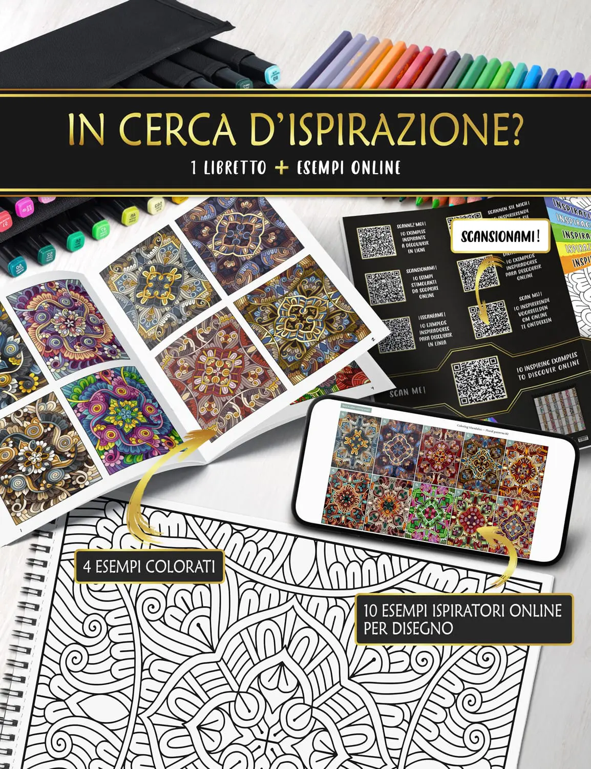 Idee di colore online per i tuoi disegni "Mandalas - Motivi floreali" Scopri online esempi e armonie di colore per ispirarti nei tuoi momenti creativi.