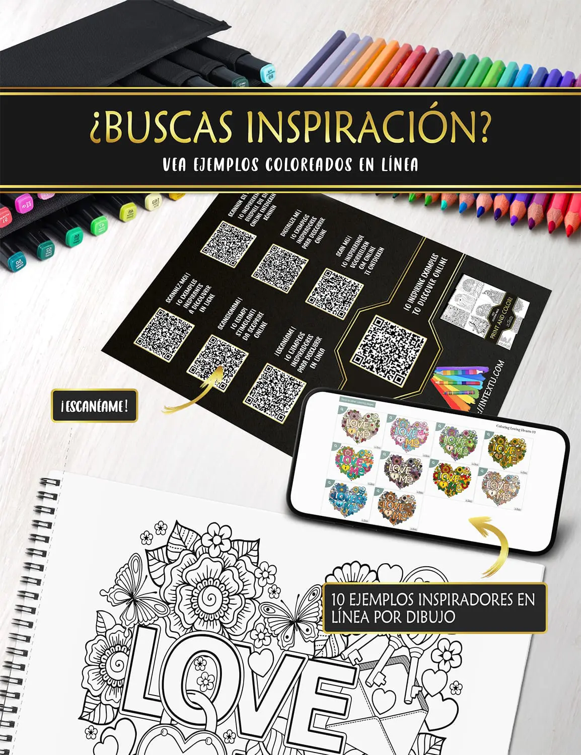 ¿Te falta inspiración? Mira 10 ejemplos de dibujos coloreados en línea para cada dibujo para colorear gratuito.