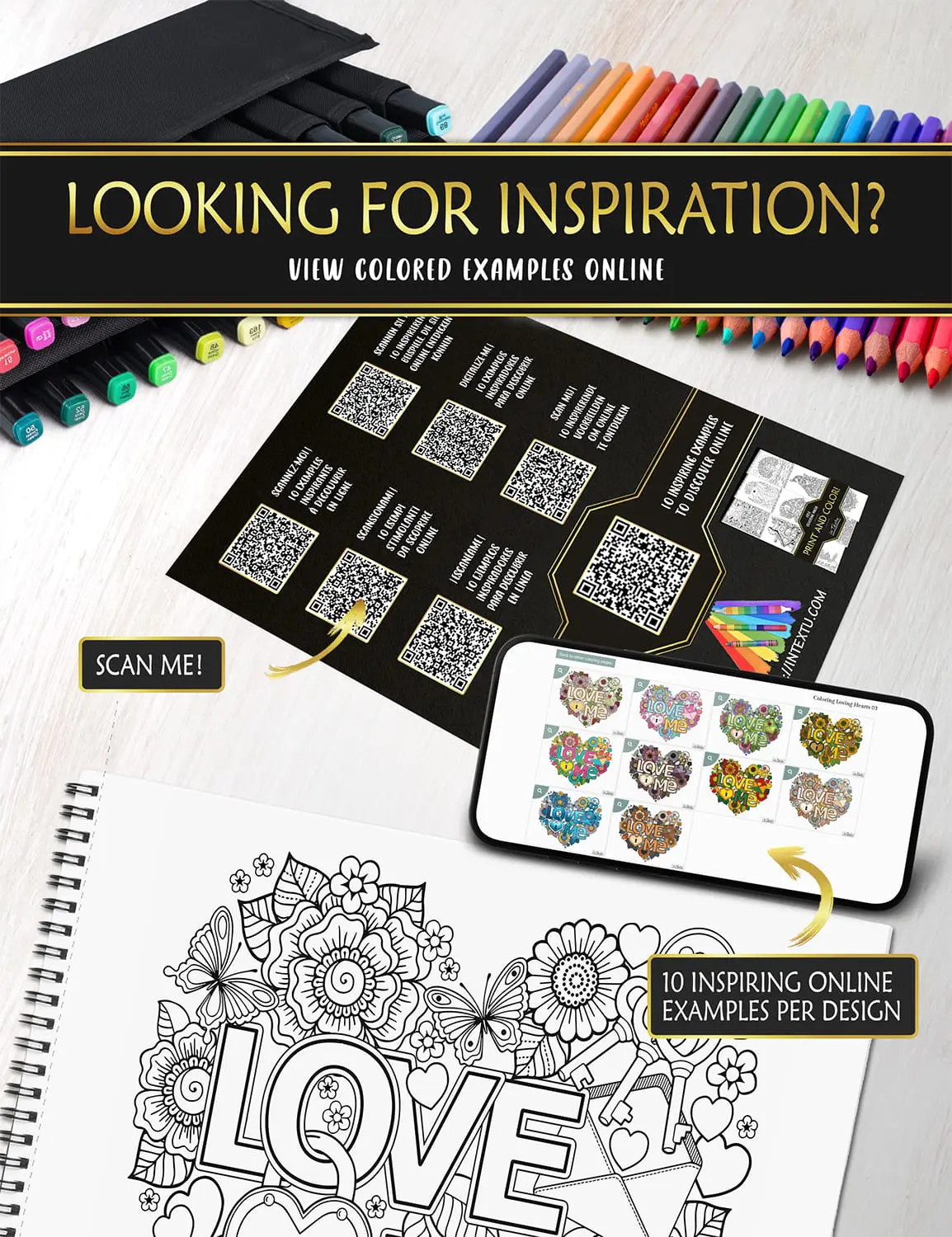 Free coloring pages with 10 colored examples per drawing Need inspiration? Check out 10 examples of colored drawings online for each free coloring page.