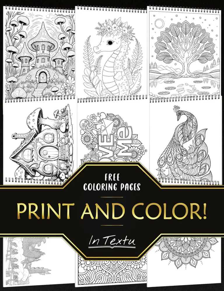coloring pages: mandalas, landscapes, Zen trees, floral stained glass windows, animals