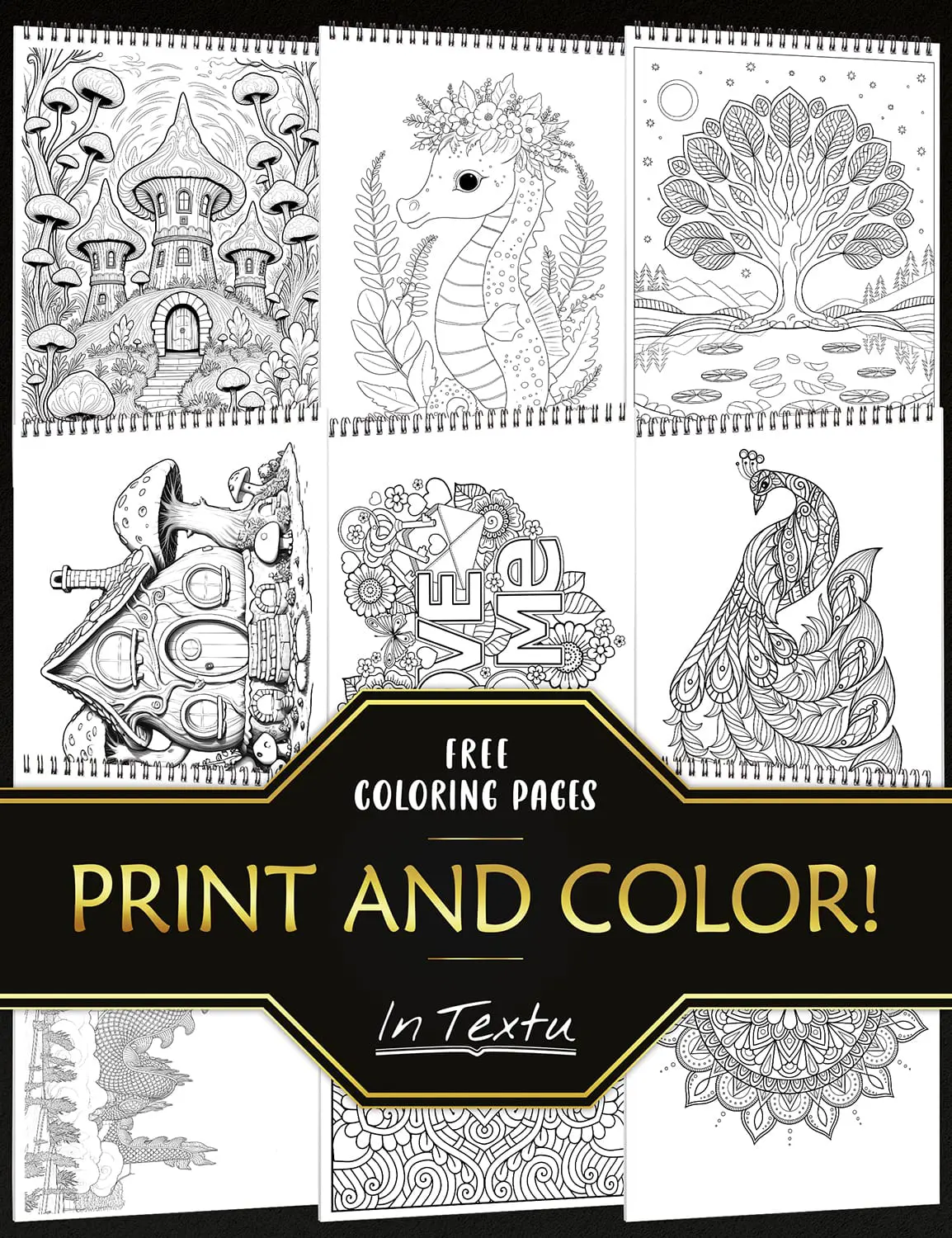 coloring pages: mandalas, landscapes, Zen patterns, animals coloring pages: mandalas, landscapes, Zen trees, floral stained glass windows, animals