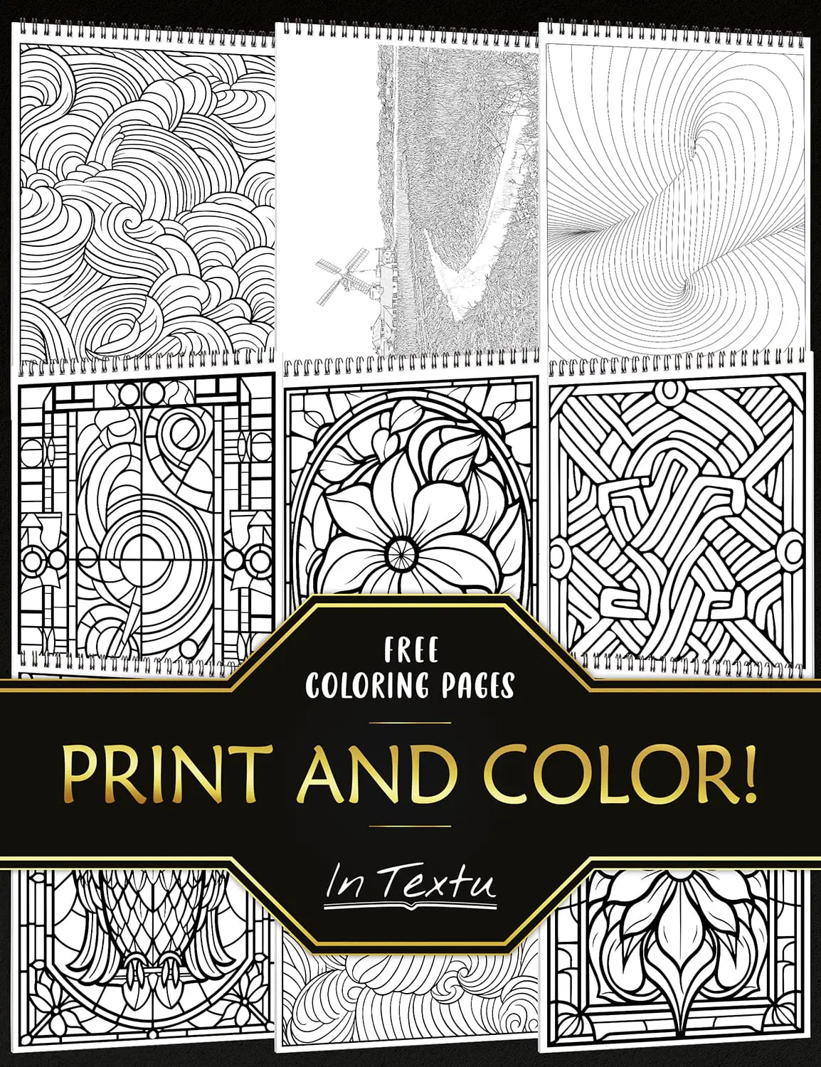 Free coloring pages: mandalas, zentangles, stained glass, animals A4 printable drawings to color