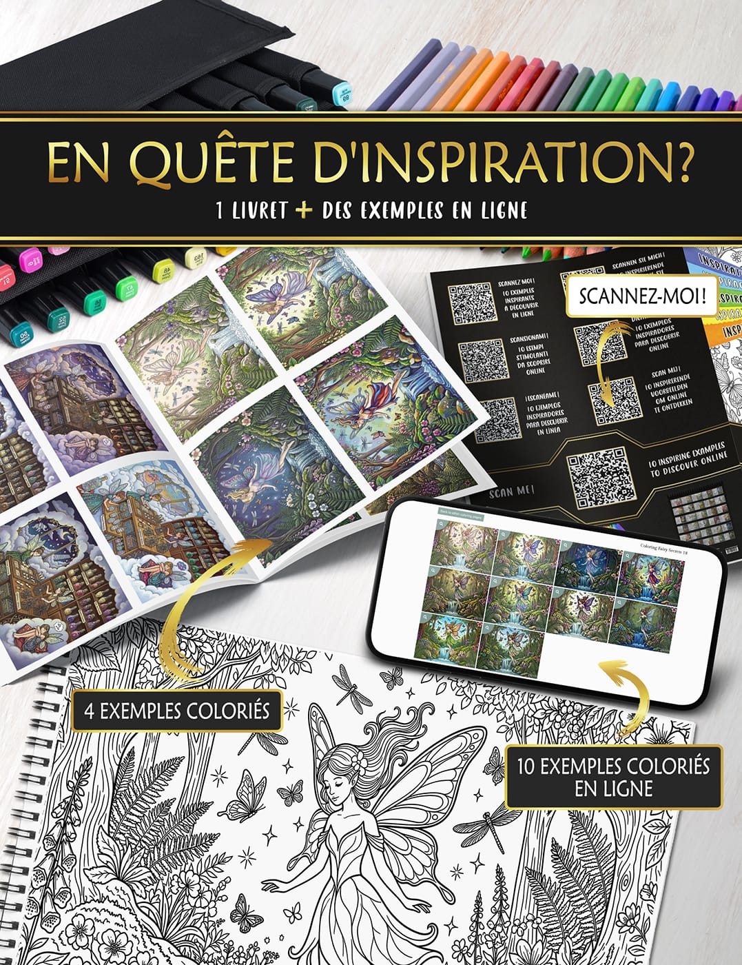 Inspiration en ligne : des idées de couleurs pour vos coloriages "Secrets de Fées" Exemples de dessins colorisés disponibles en ligne pour trouver l’inspiration et choisir les bonnes harmonies de couleurs.