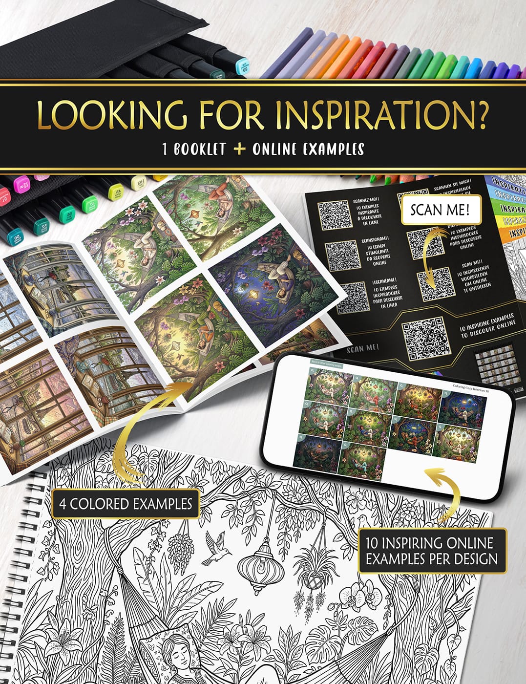 Online color ideas for your "Cozy Interiors" pages Get inspired online with beautiful color combinations and examples for each drawing.