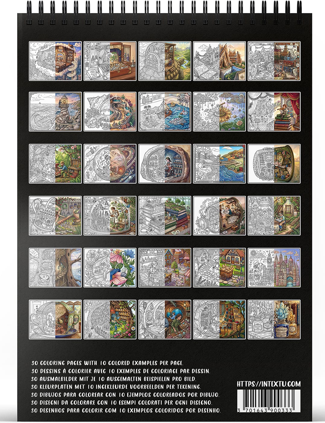 30 illustrazioni da colorare – ispirazione e fantasia Anteprima dei 30 disegni da colorare del libro "Piccoli Mondi", perfetto per rilassarsi e stimolare la mente creativa.