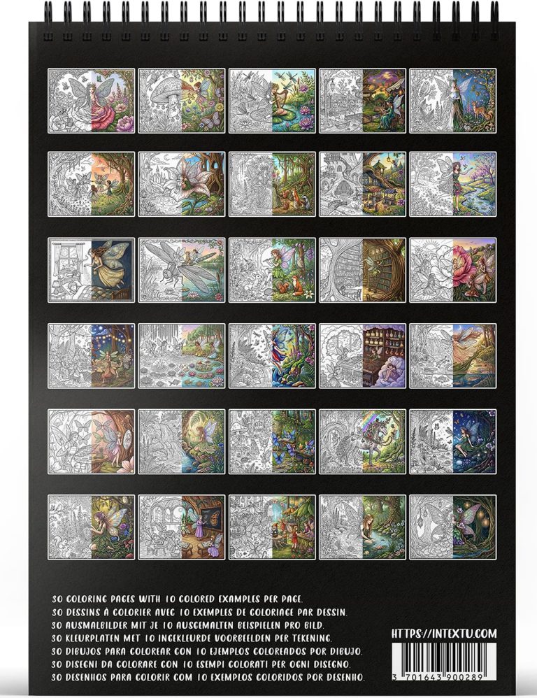 Anteprima dei 30 disegni da colorare del libro "Segreti delle Fate", perfetto per rilassarsi e stimolare la mente creativa.