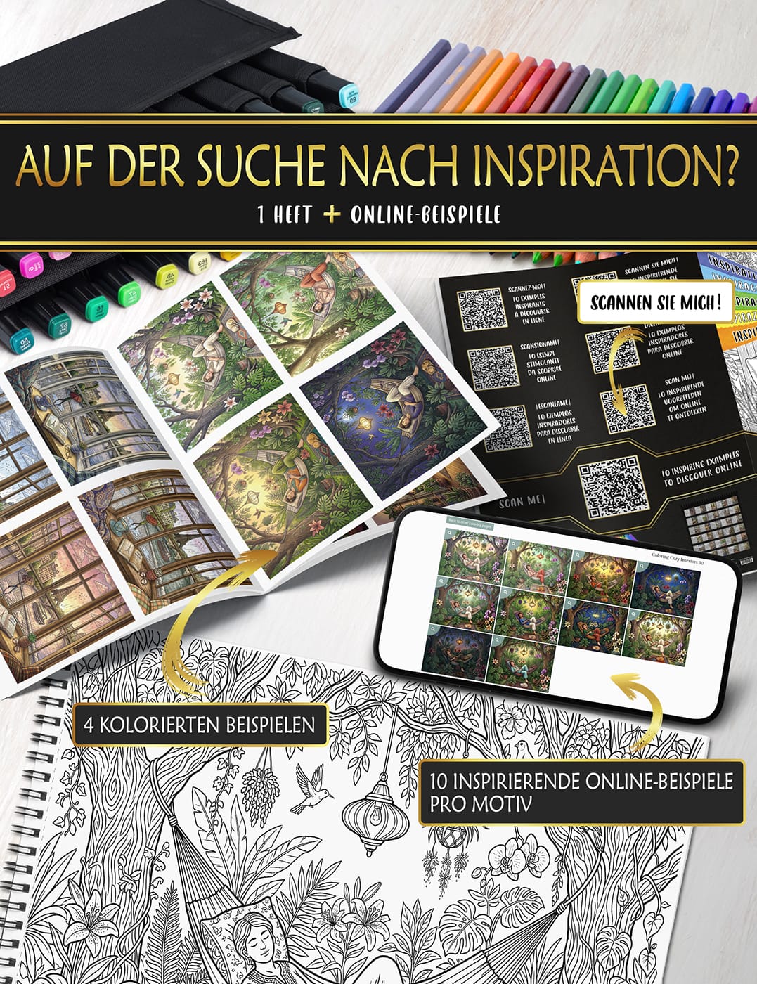 Online-Farbideen für Ihre "Gemütliche Innenräume"-Bilder Farbige Online-Beispiele, um Inspiration und Farbharmonie für Ihre Ausmalbilder zu finden.