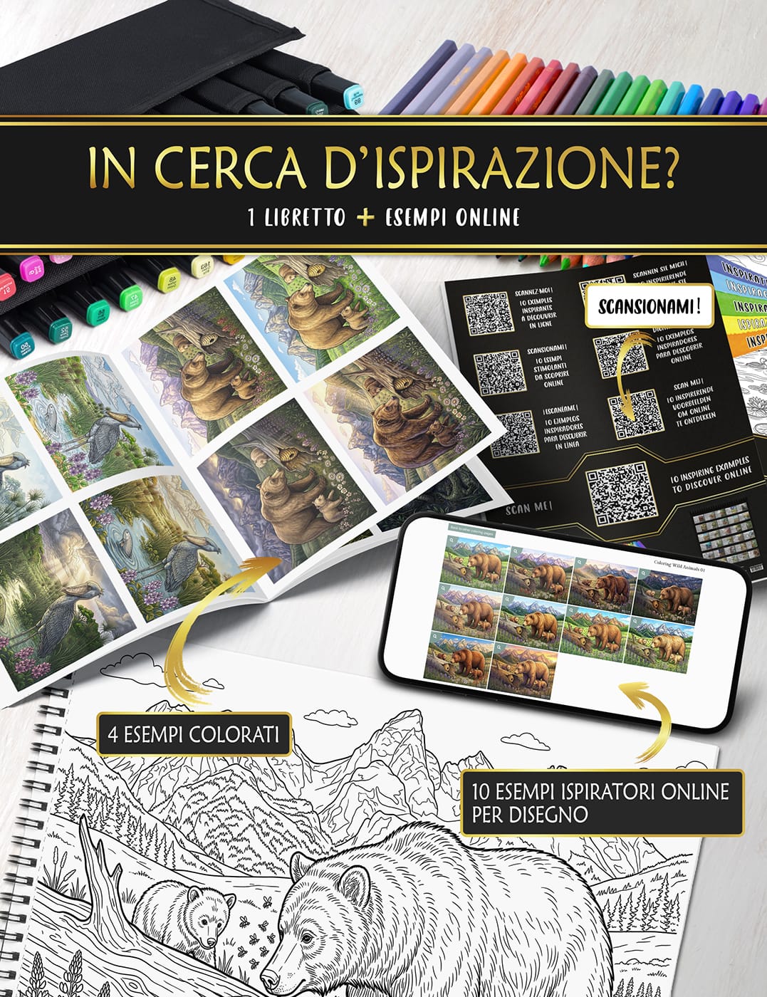 Idee di colore online per i tuoi disegni "Animali Selvatici" Libro da colorare per adulti con 30 disegni originali per favorire rilassamento, benessere e creatività.